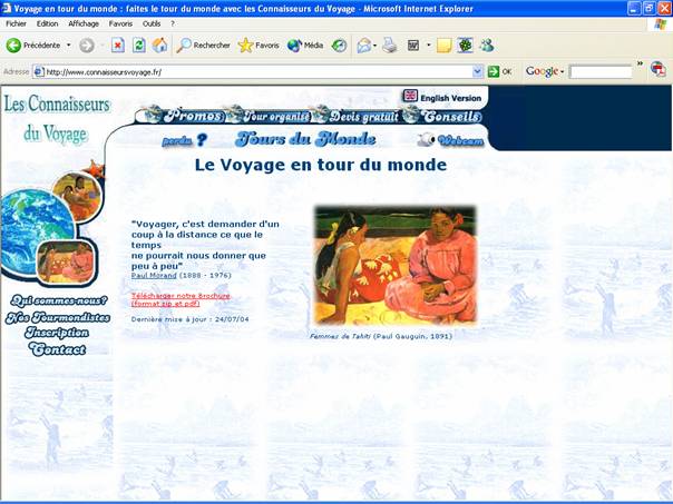 Lien vers le site des Connaisseurs du Voyage