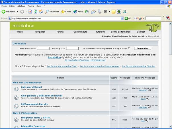 Lien vers le forum Dreamweaver